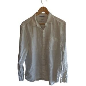 Tommy Bahama Linen Long Sleeve Button Up Shirt White Men's Size M